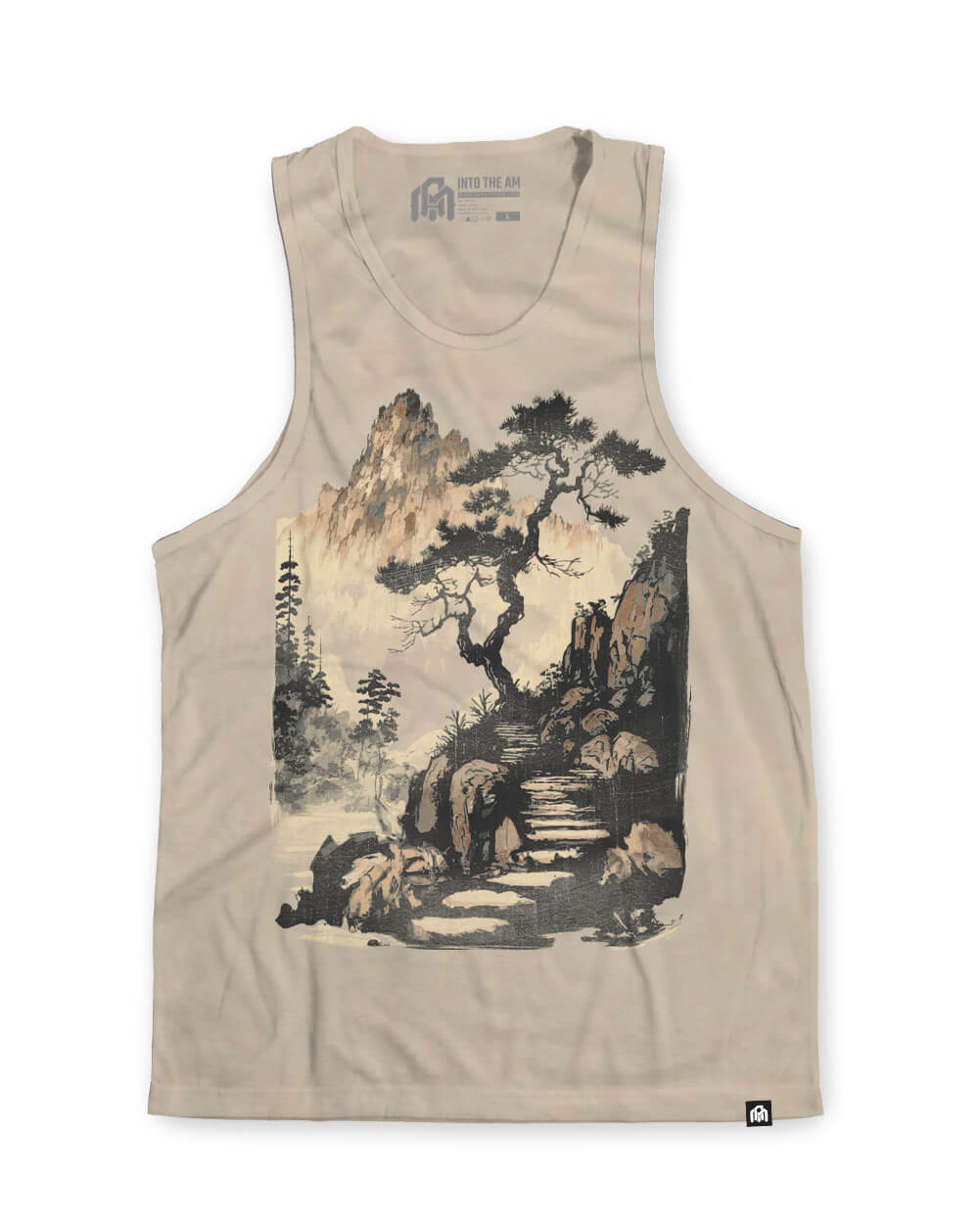 Tranquil Ascent Tank-Cream-Regular-Mock--Model---L
