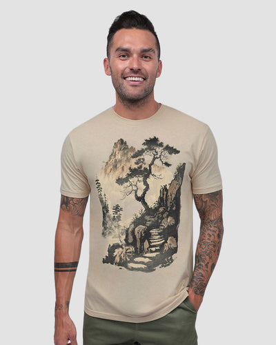 Tranquil Ascent Tee-Cream-Regular-Front--Model---L