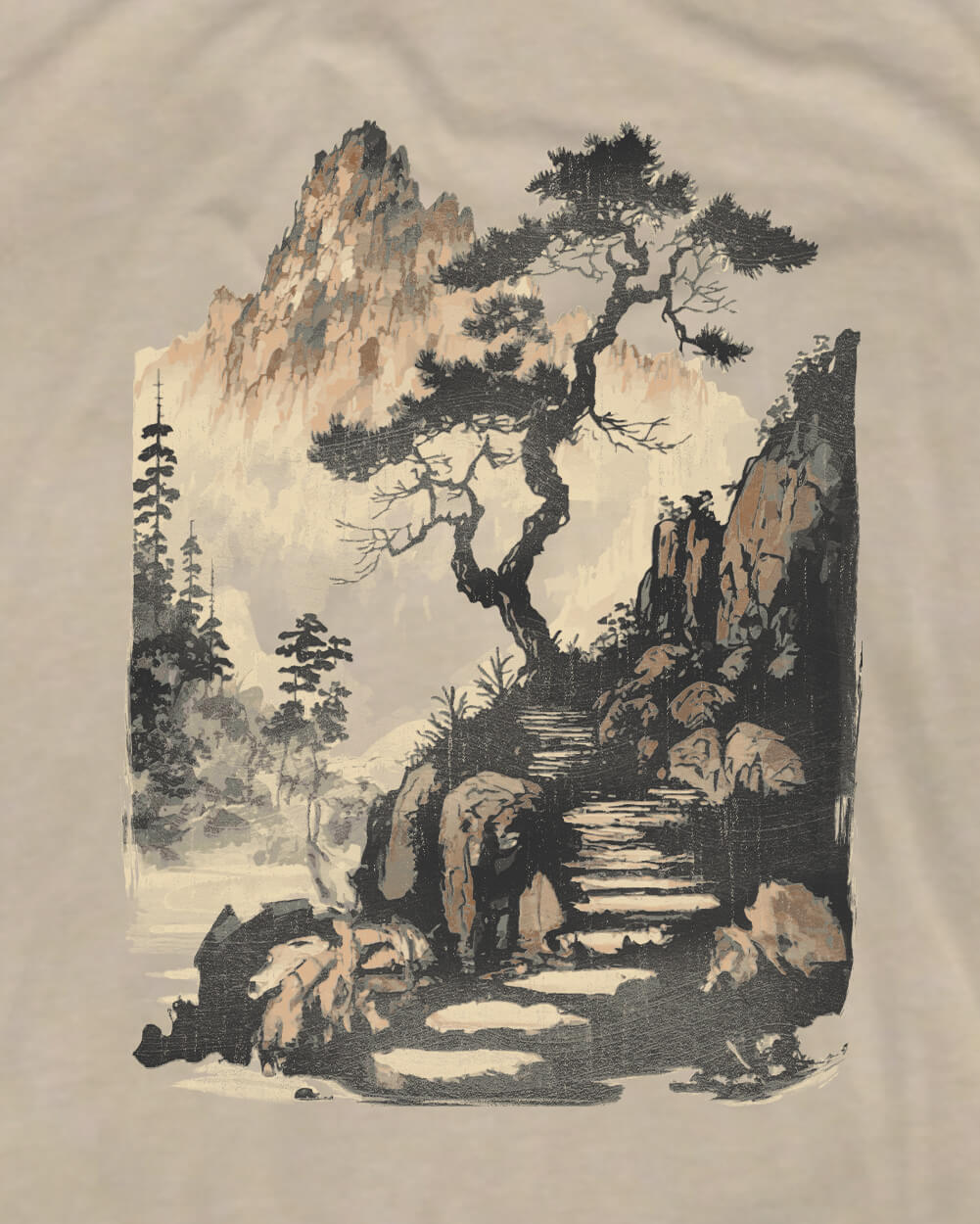 Tranquil Ascent Tee-Cream-Regular-Swatch--Model---L