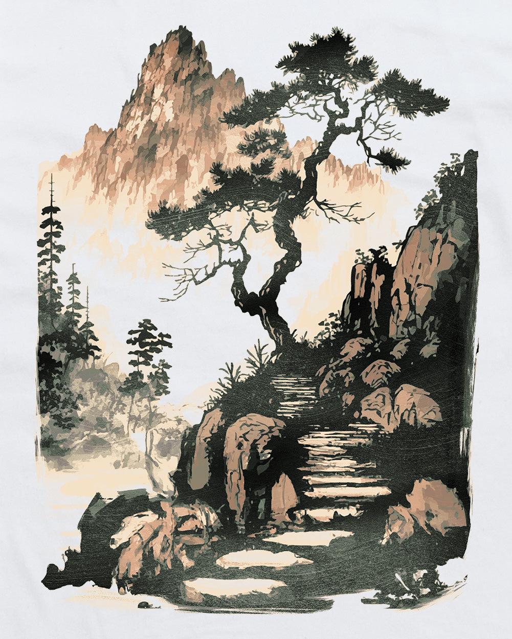 Tranquil Ascent Tee-White-Regular-Swatch--Model---L