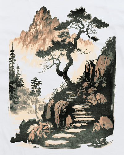 Tranquil Ascent Tee-White-Regular-Swatch--Model---L