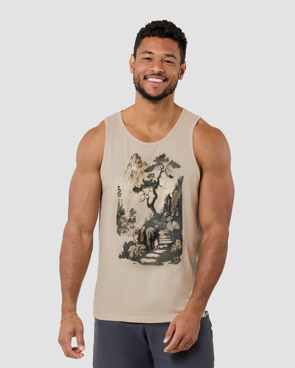 Tranquil Ascent Tank-Cream-Regular-Front--Model---L