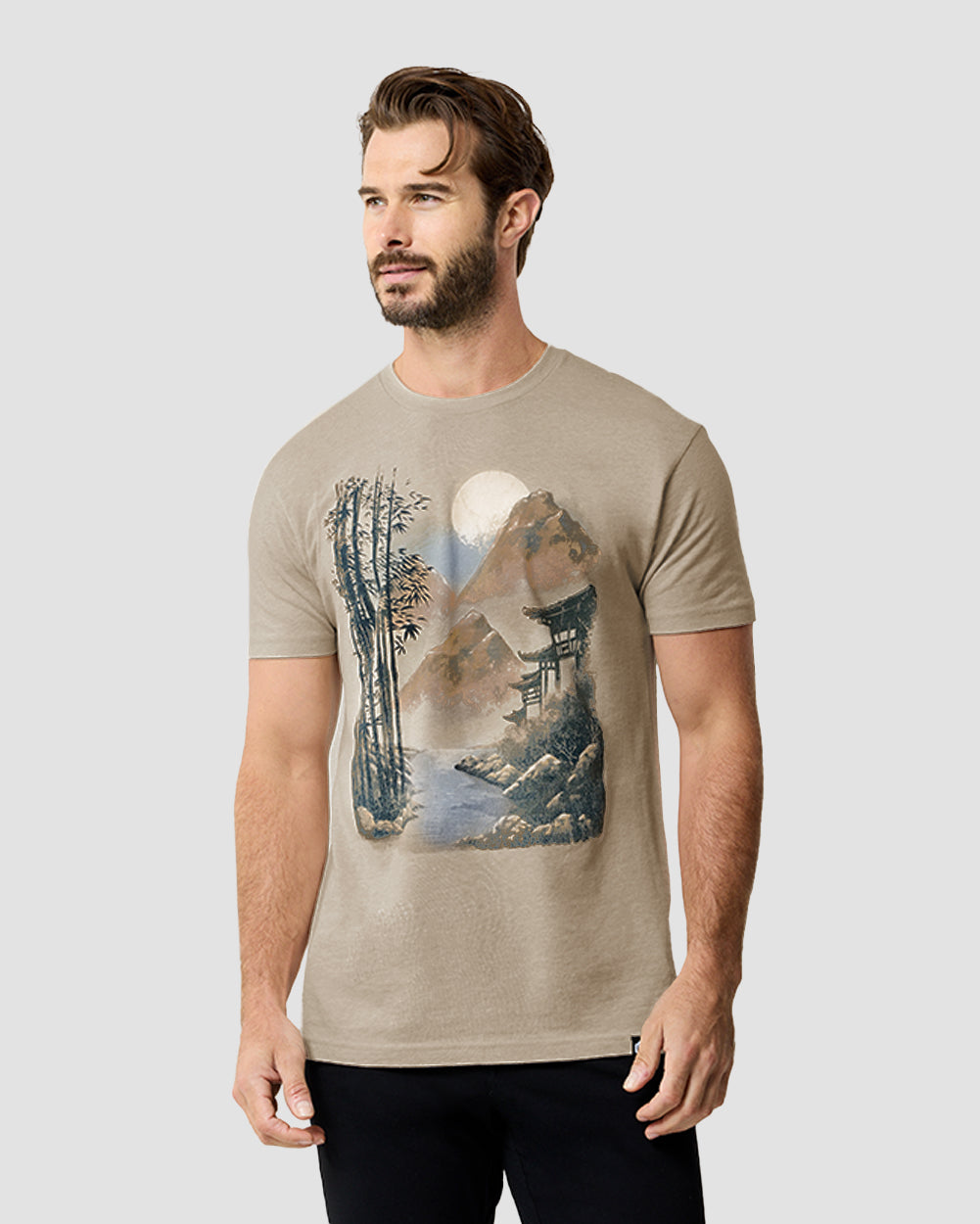 Tranquil Waters Tee-Cream-Regular-Front--Model---L