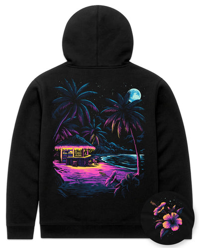 Tropic Night Hoodie-Black-Regular-Mock--Model---L