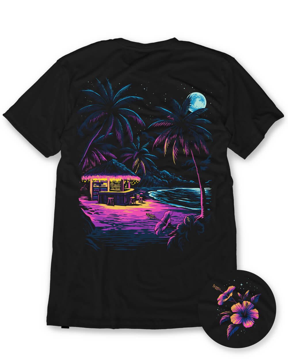 Tropic Night Tee-Black-Regular-Mock--Model---L