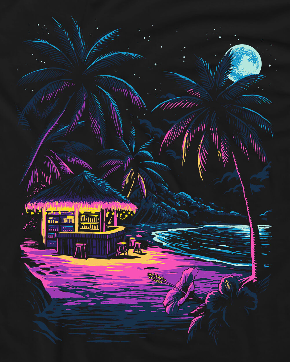 Tropic Night Tee-Black-Regular-Swatch--Model---L