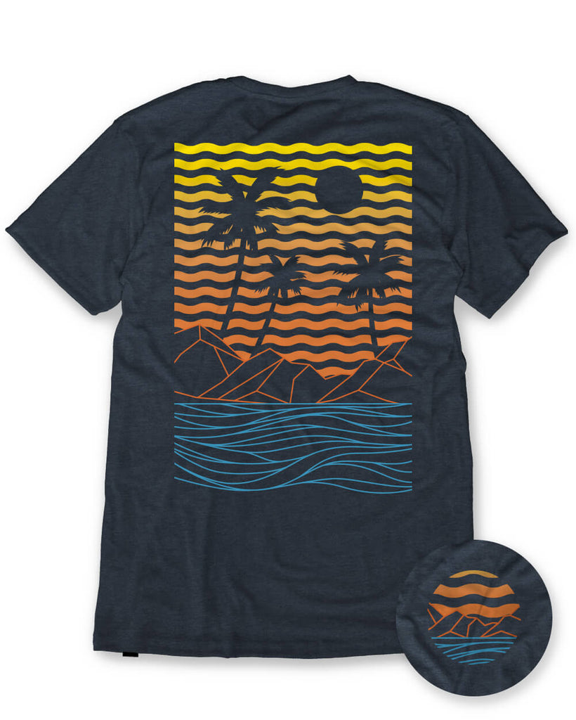 Twilight Tropics Tee-Navy-Regular-Mock--Model---L