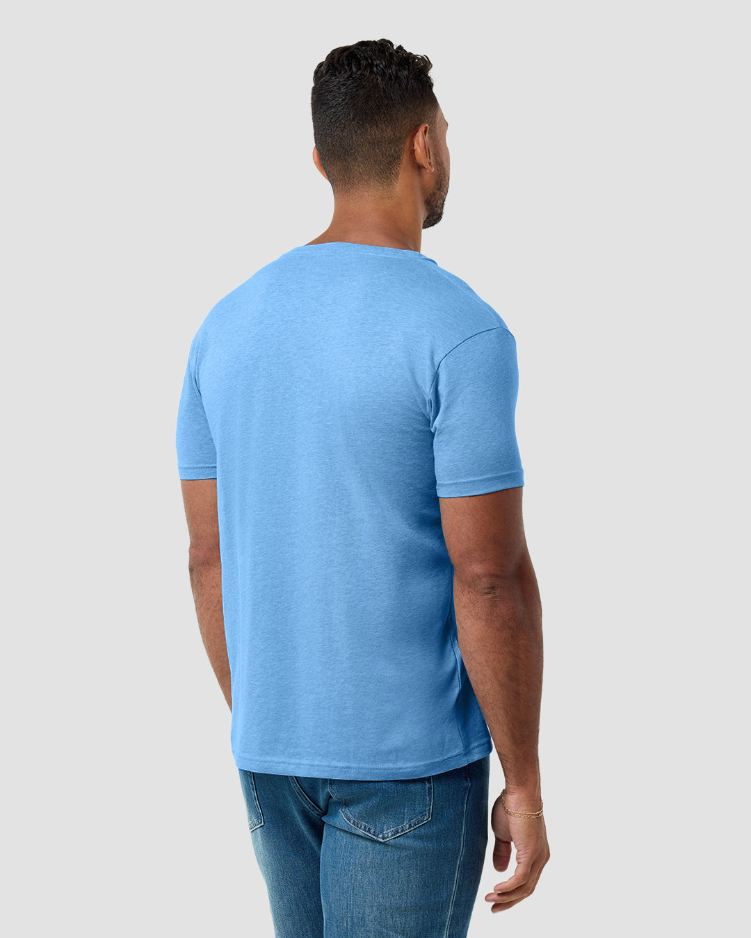 V-Neck Tee - Branded-Heather Columbia Blue-Regular-Back--Model---L