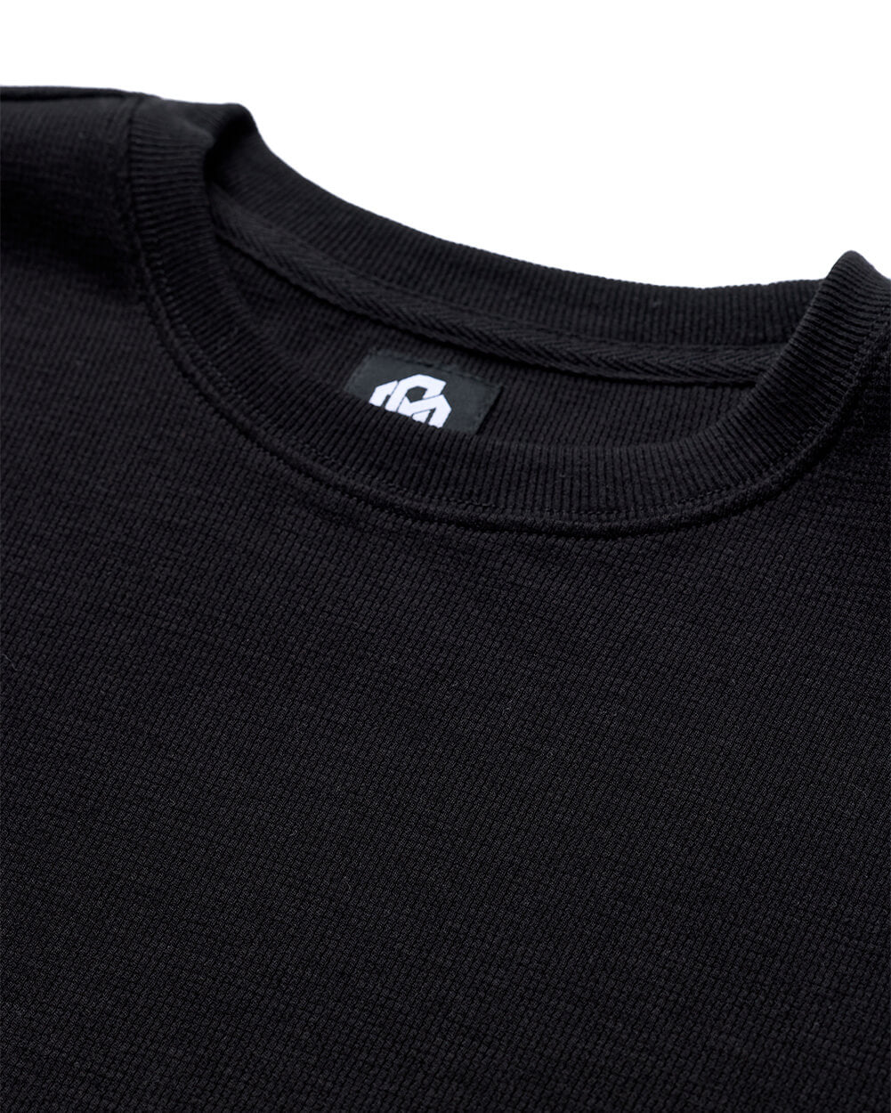 Long Sleeve Waffle Knit Crew - Non-Branded-Black-Regular-Detail--Model---L