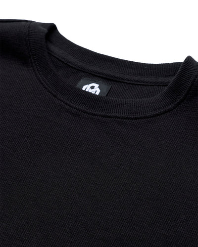 Long Sleeve Waffle Knit Crew - Non-Branded-Black-Regular-Detail--Model---L