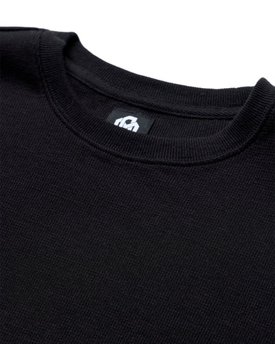 Long Sleeve Waffle Knit Crew - Non-Branded-Black-Tall-Regular-Detail--Model---L