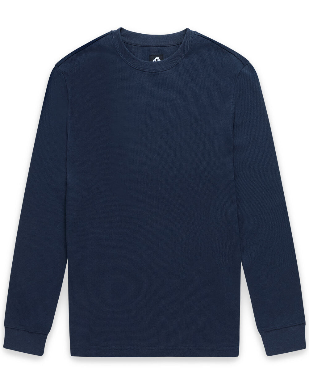 Long Sleeve Waffle Knit Crew - Non-Branded-Navy-Regular-Mock--Model---L