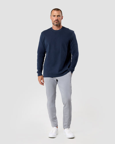 Long Sleeve Waffle Knit Crew - Non-Branded-Navy-Regular-Full--Model---L