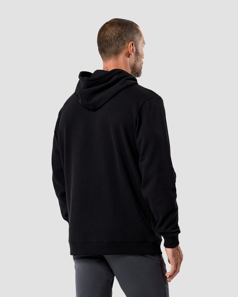 Waffle Knit Pullover Hoodie - Non-Branded-Black-Regular-Backl--Zac---L