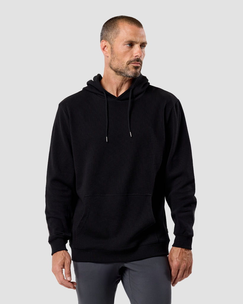 Waffle Knit Pullover Hoodie - Non-Branded-Black-Regular-Detail--Zac---L