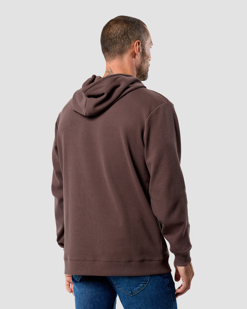 Waffle Knit Pullover Hoodie - Non-Branded-Brown-Regular-Back--Zac---L