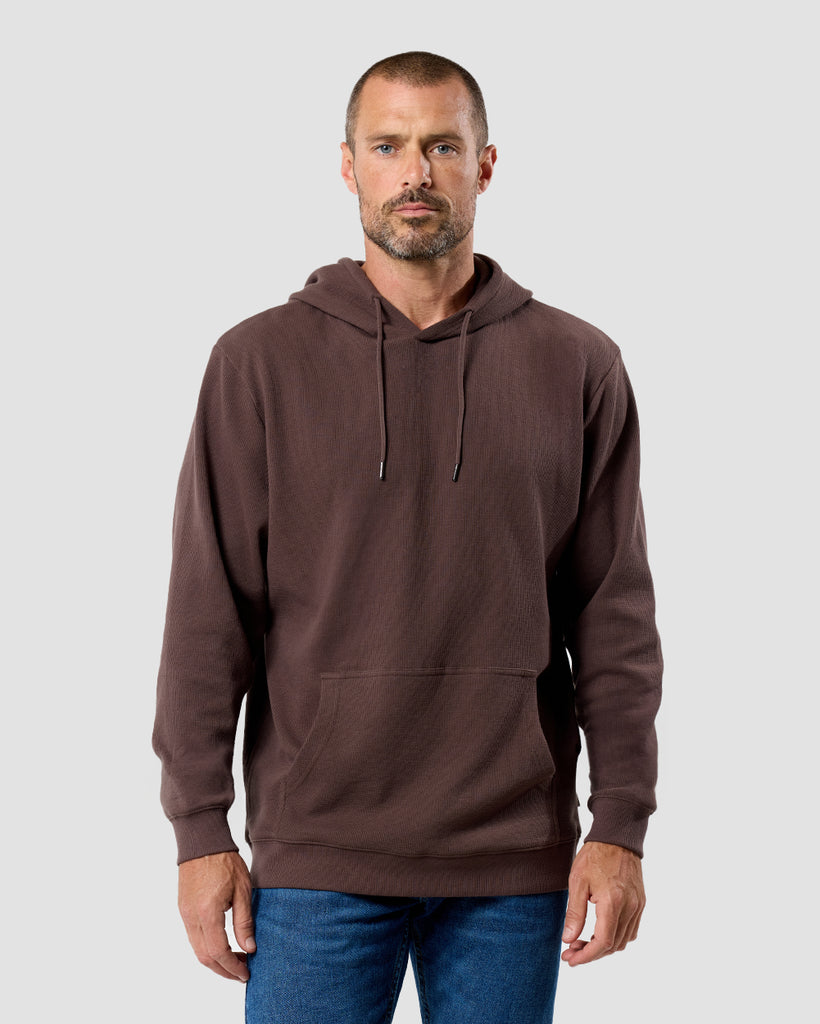 Waffle Knit Pullover Hoodie - Non-Branded-Brown-Regular-Front--Zac---L