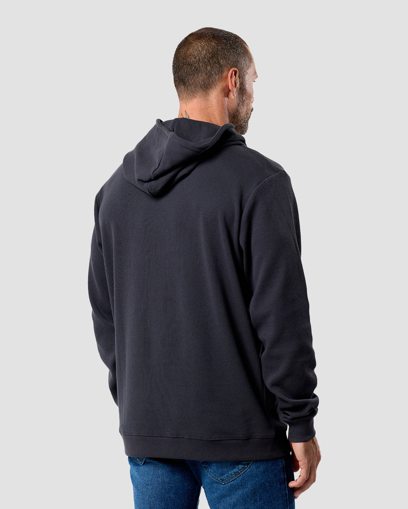 Waffle Knit Pullover Hoodie - Non-Branded-Charcoal-Regular-Back--Zac---L