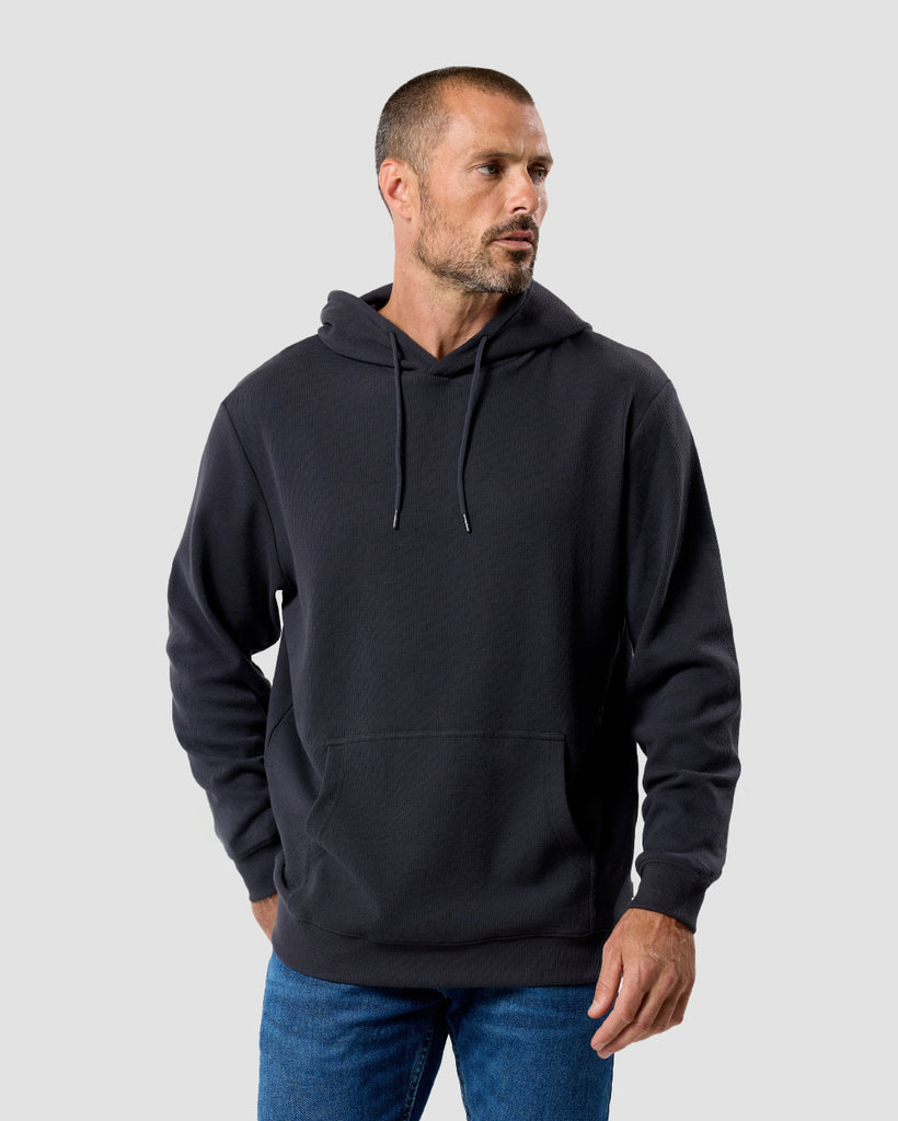 Waffle Knit Pullover Hoodie - Non-Branded-Charcoal-Regular-Front--Zac---L