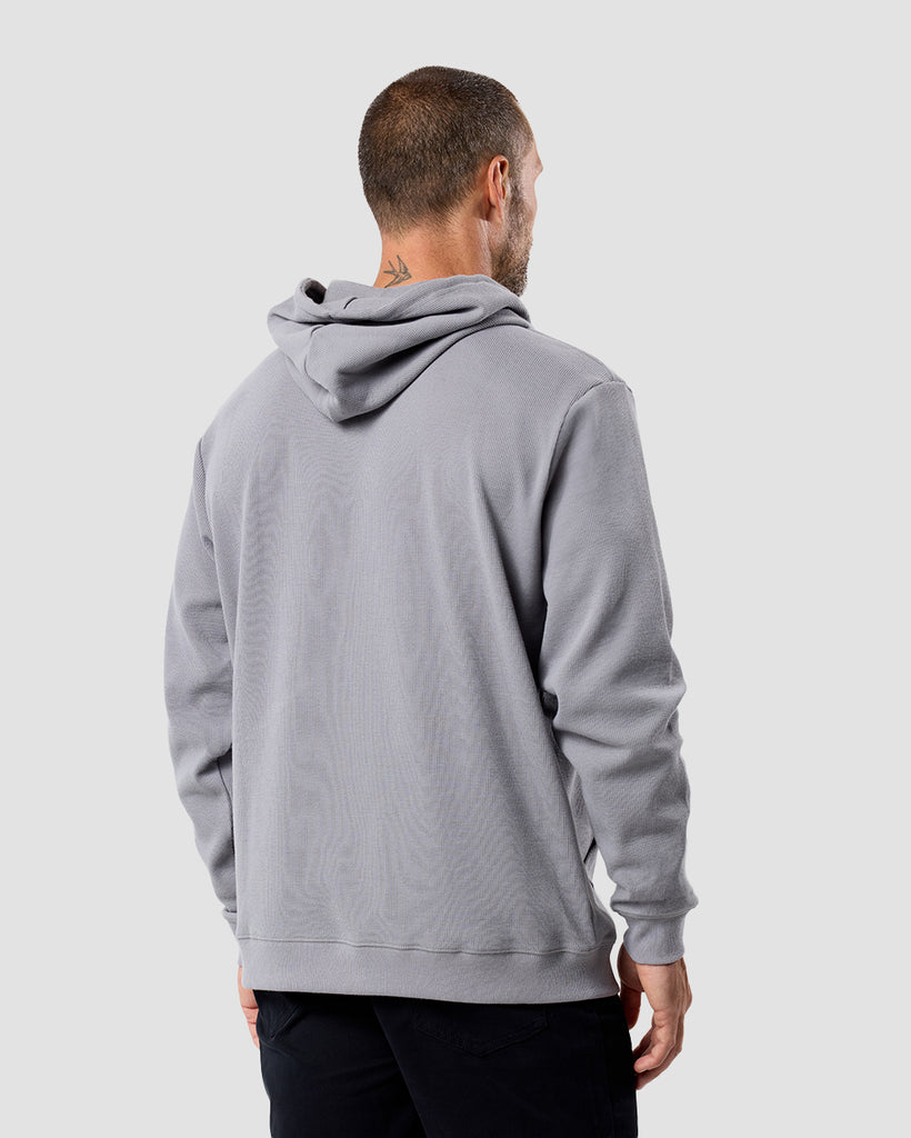 Waffle Knit Pullover Hoodie - Non-Branded-Grey-Regular-Back--Zac---L