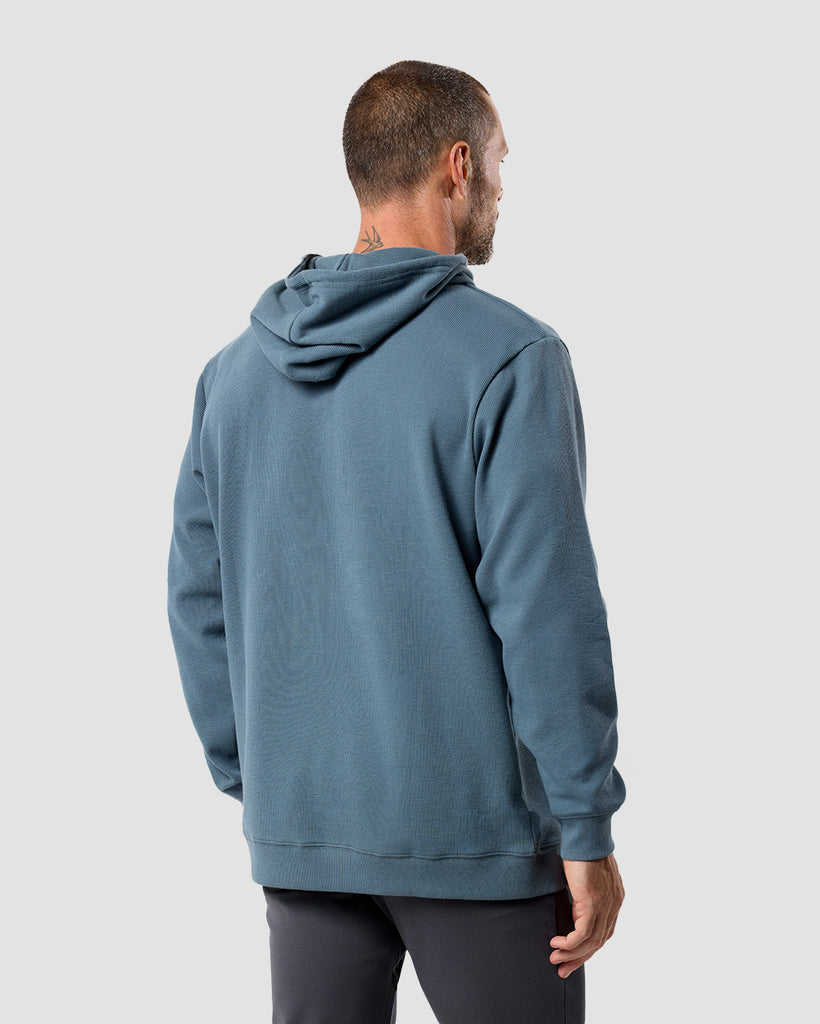 Waffle Knit Pullover Hoodie - Non-Branded-Indigo-Regular-Back--Zac---L