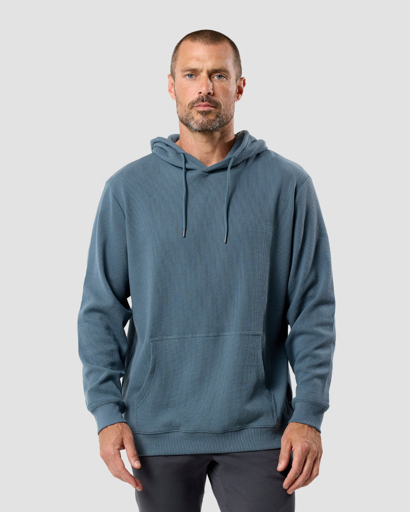 Waffle Knit Pullover Hoodie - Non-Branded-Indigo-Regular-Front--Zac---L