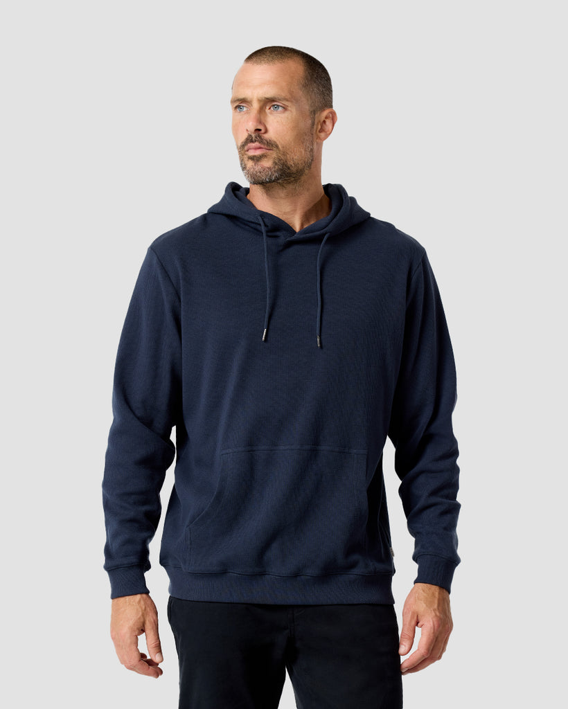 Waffle Knit Pullover Hoodie - Non-Branded-Navy-Regular-Front--Zac---L