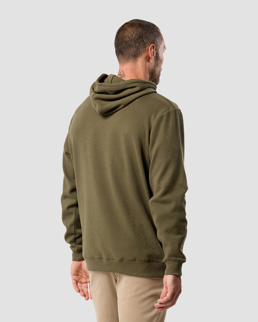 Waffle Knit Pullover Hoodie - Non-Branded-Olive Green-Regular-Back--Zac---L