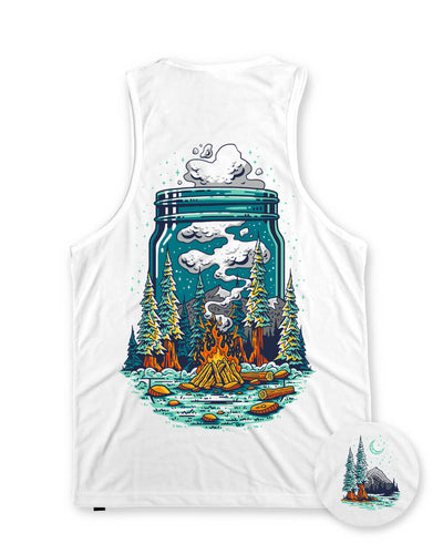 Wild Retreat Tank-White-Regular-Mock--Model---M