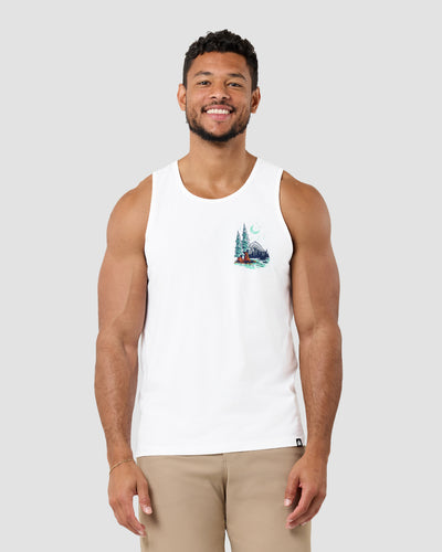 Wild Retreat Tank-White-Regular-Front--Model---L