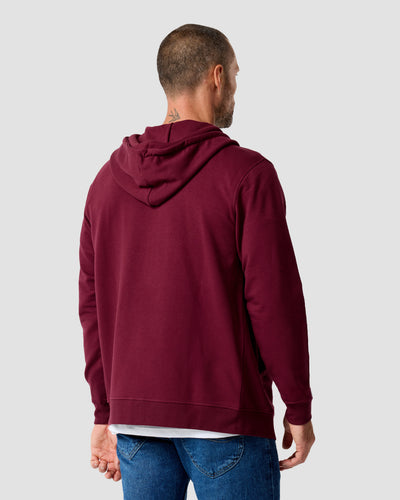 Zip-Up Hoodie - Non-Branded-Dark Maroon-Regular-Back--Model---L