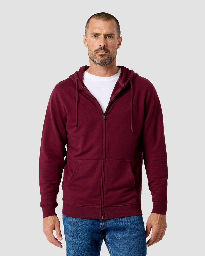 Zip-Up Hoodie - Non-Branded-Dark Maroon-Regular-Front--Zac---L