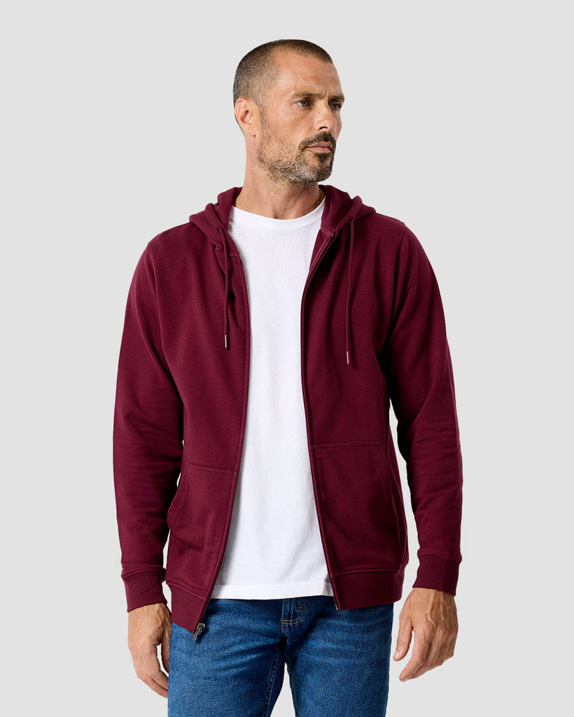 Zip-Up Hoodie - Non-Branded-Dark Maroon-Regular-Front2--Zac---L