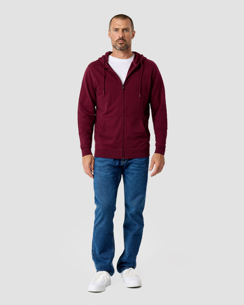 Zip-Up Hoodie - Non-Branded-Dark Maroon-Regular-Full2--Zac---L