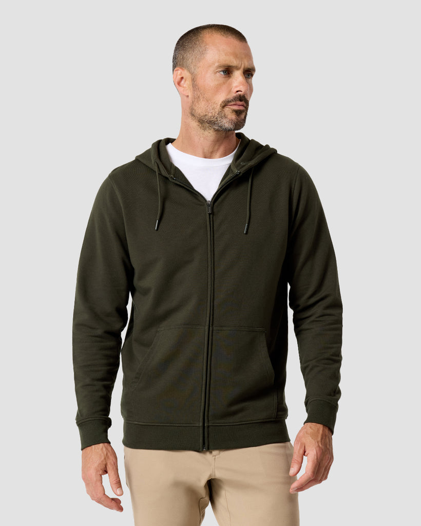 Zip-Up Hoodie - Non-Branded-Midnight Olive-Regular-Front2--Zac---L