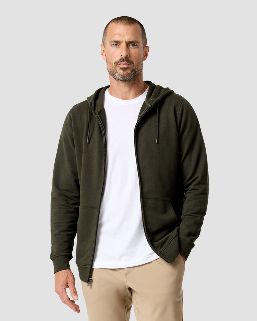 Zip-Up Hoodie - Non-Branded-Midnight Olive-Regular-Front--Zac---L