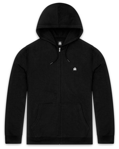 Zip-Up Hoodie - Branded-Black-Front