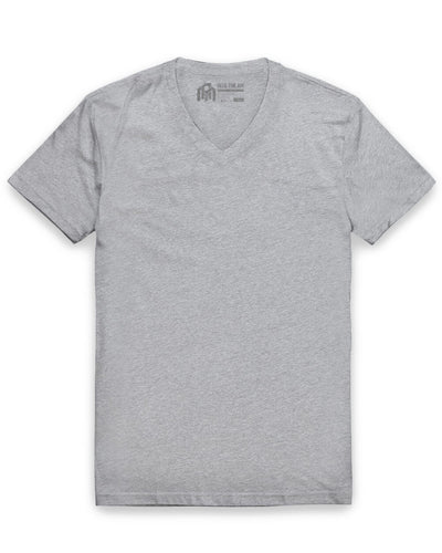 V-Neck Tee - Non-Branded-Grey-Tall-Regular-Mock--Model---L