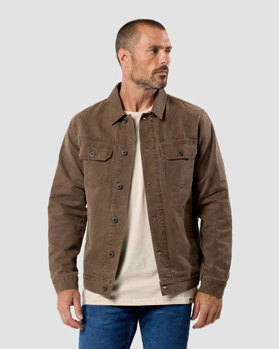 Tradesman Trucker Jacket - Non-Branded-Brown-Regular-Front--Model---L