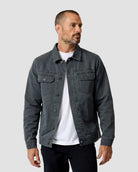 Tradesman Trucker Jacket - Non-Branded-Charcoal-Regular-Front--Model---L