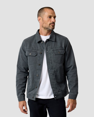 Tradesman Trucker Jacket - Non-Branded-Charcoal-Regular-Front--Model---L