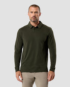 Long Sleeve Polo - Non-Branded-Midnight Olive-Reg-Regular-Front--Model---L
