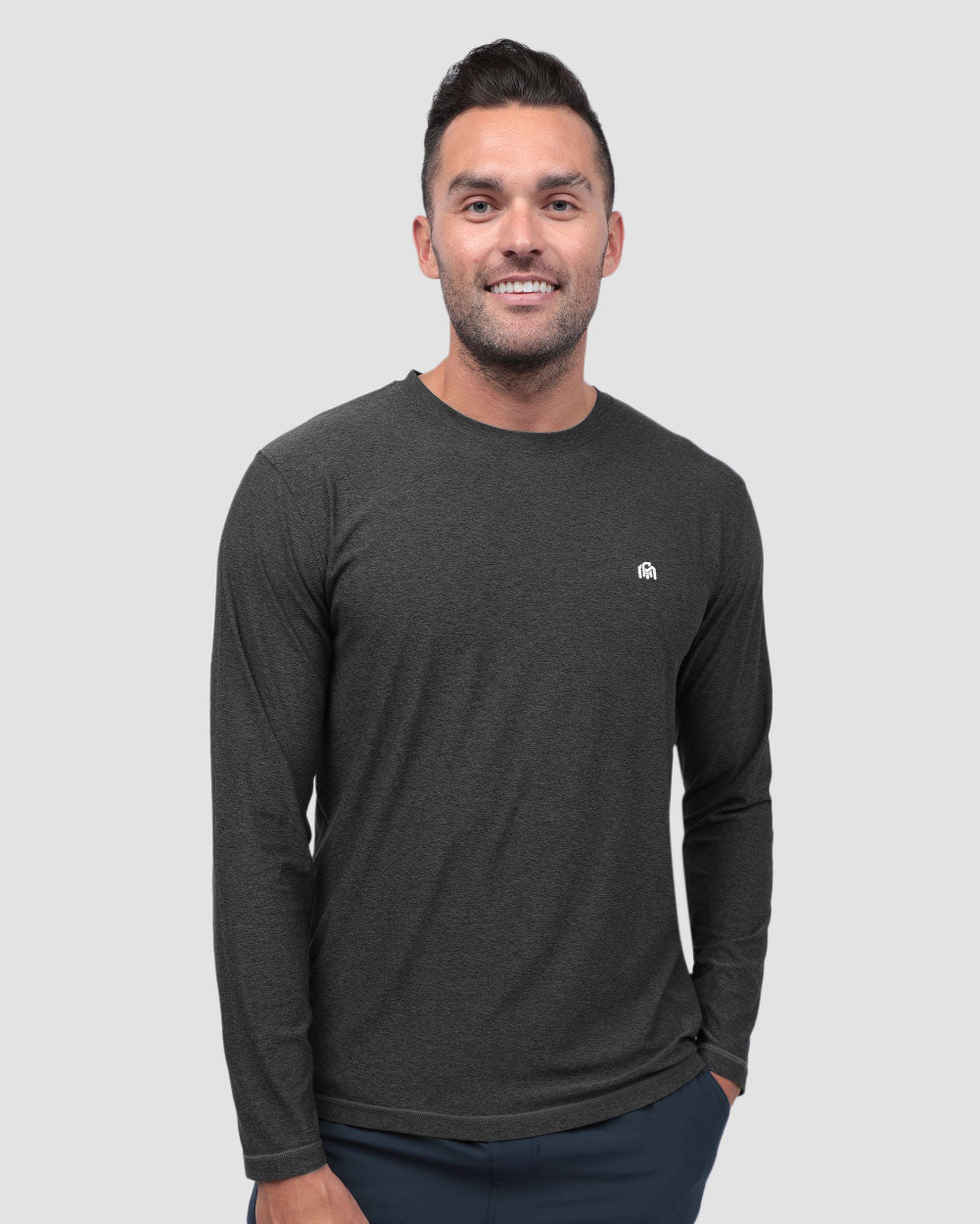 Long Sleeve Active Tee - Branded-Charcoal-Regular-Front--Model---L
