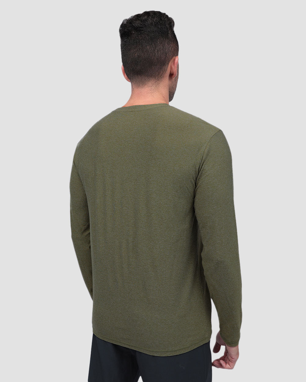 Long Sleeve Active Tee - Branded-Olive Green-Regular-Back--Model---L