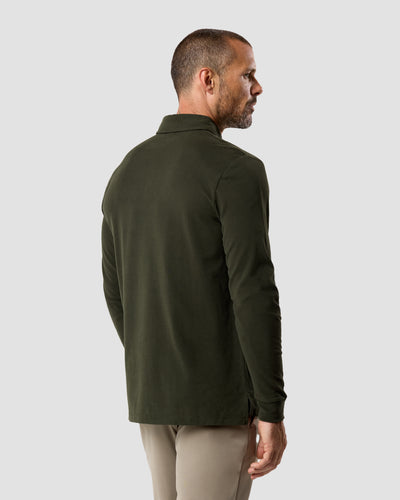 Long Sleeve Polo - Non-Branded-Midnight Olive-Reg-Regular-Back--Model---L