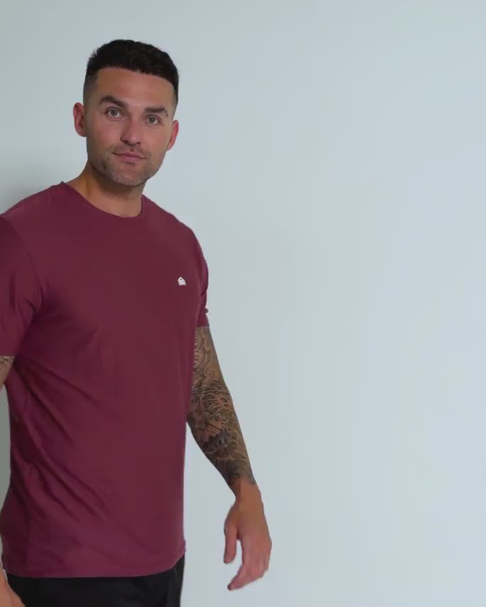 Active Tee-Maroon-Reg-Regular-Video--Model---L