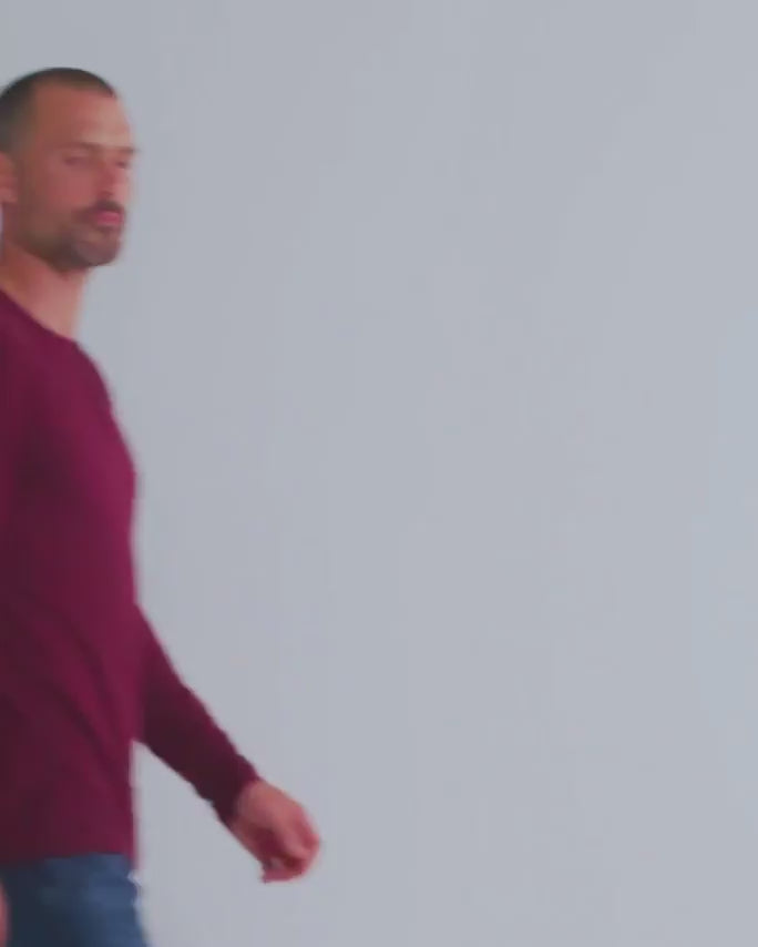 Long Sleeve Henley Tee - Non-Branded-Dark Maroon-video