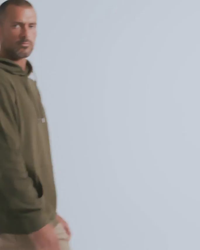 Waffle Knit Pullover Hoodie - Non-Branded-Olive Green-video