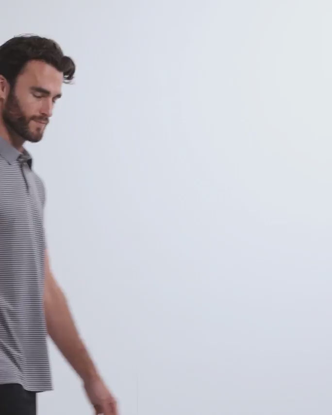 Pursuit Performance Polo-Black Grey Stripes-video