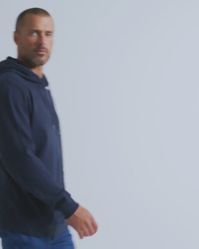 Waffle Knit Pullover Hoodie - Non-Branded-Navy-video